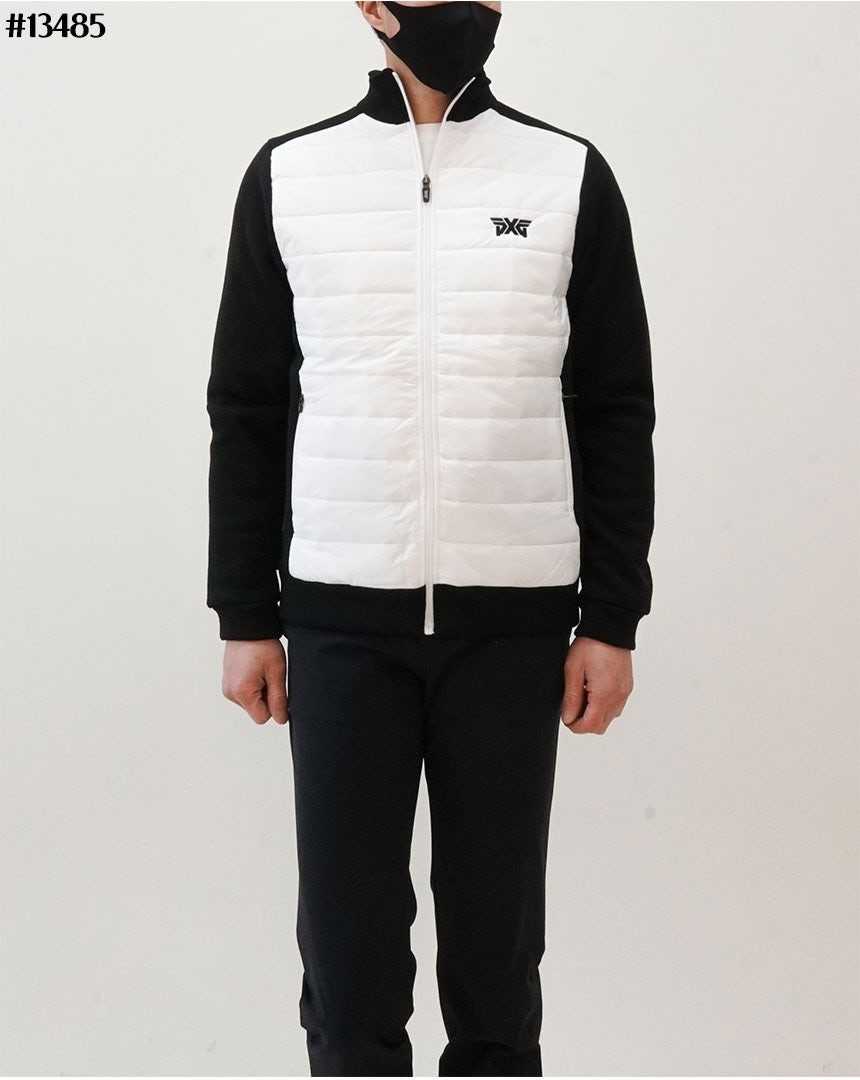 PXG 남성 경량 믹스 다운 하이넥 니트 집업(2color)