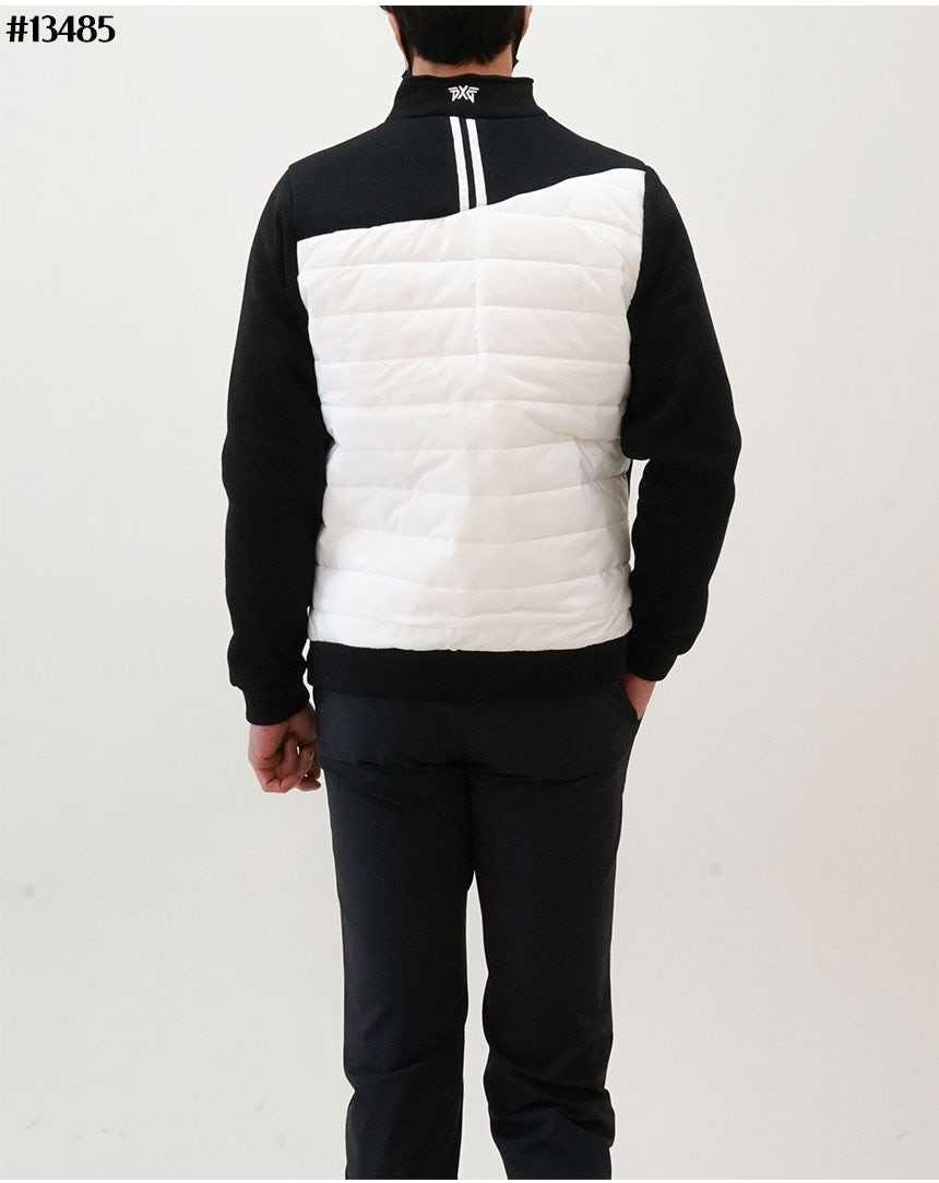 PXG 남성 경량 믹스 다운 하이넥 니트 집업(2color)