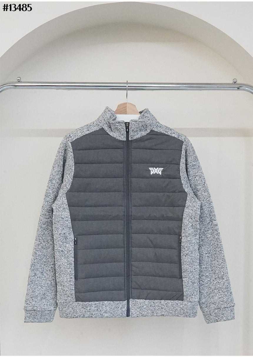 PXG 남성 경량 믹스 다운 하이넥 니트 집업(2color)