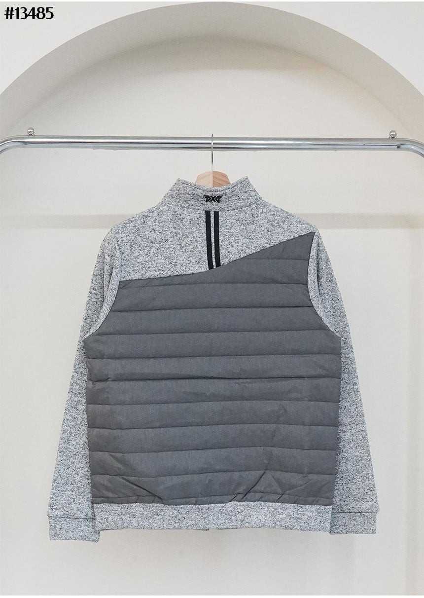 PXG 남성 경량 믹스 다운 하이넥 니트 집업(2color)