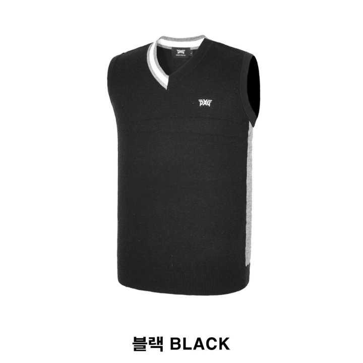 PXG 자수로고 브이넥 니트 조끼(2color)