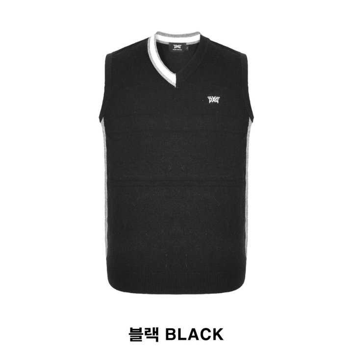 PXG 자수로고 브이넥 니트 조끼(2color)