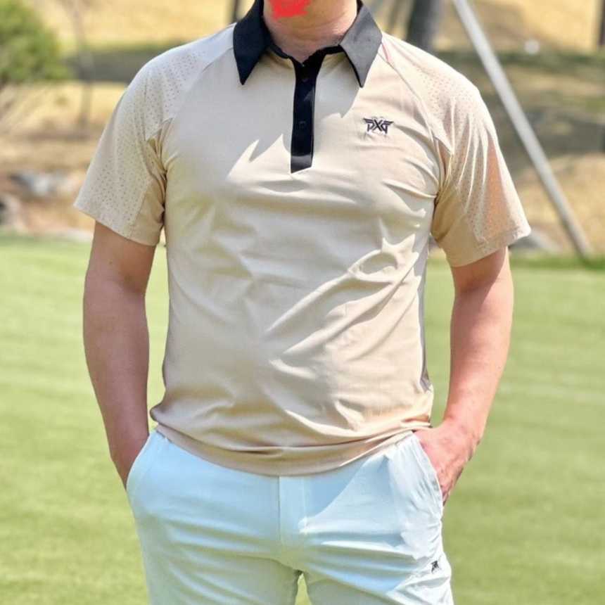 PXG 썸머 로고 포인트 카라 셔츠 티셔츠(2color)