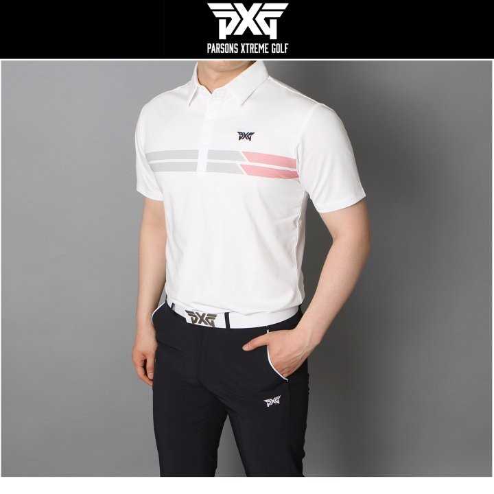 PXG 남성 가슴 두줄 2도 스판 반팔티(2color)