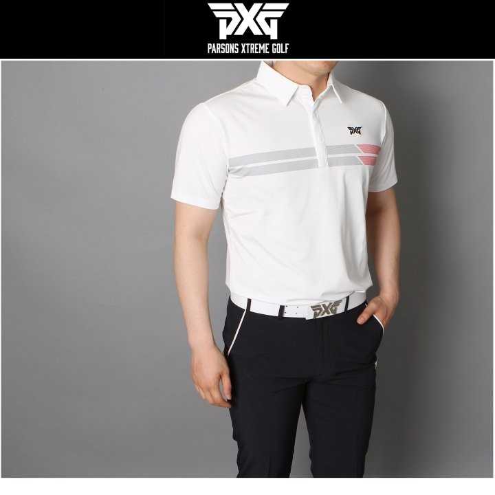 PXG 남성 가슴 두줄 2도 스판 반팔티(2color)