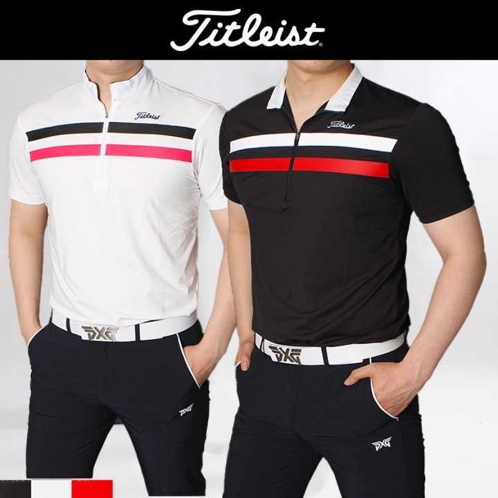 타이틀리스트 남성 가슴삼선 반집업 반팔(3color)