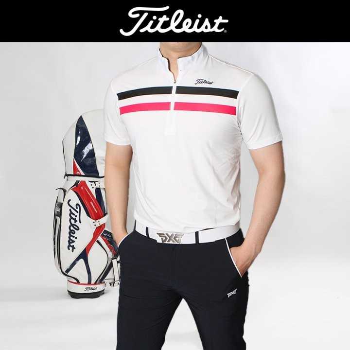 타이틀리스트 남성 가슴삼선 반집업 반팔(3color)