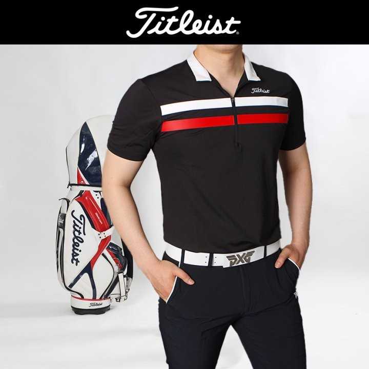 타이틀리스트 남성 가슴삼선 반집업 반팔(3color)