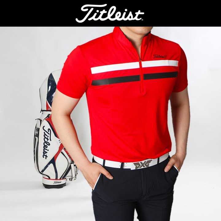 타이틀리스트 남성 가슴삼선 반집업 반팔(3color)