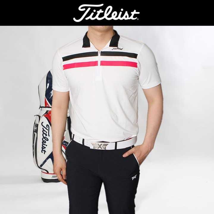 타이틀리스트 남성 가슴삼선 반집업 반팔(3color)