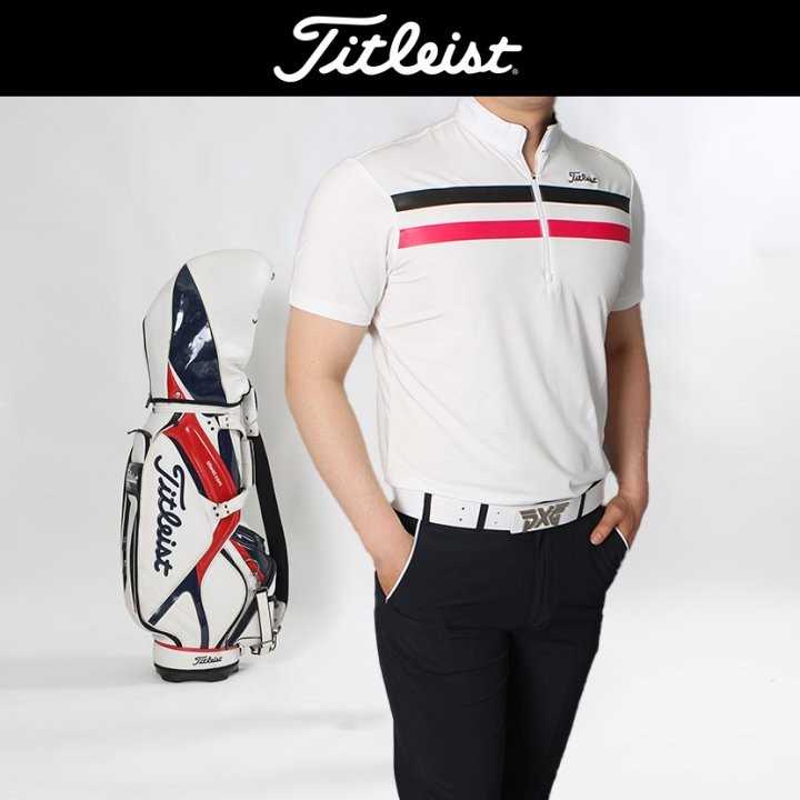 타이틀리스트 남성 가슴삼선 반집업 반팔(3color)