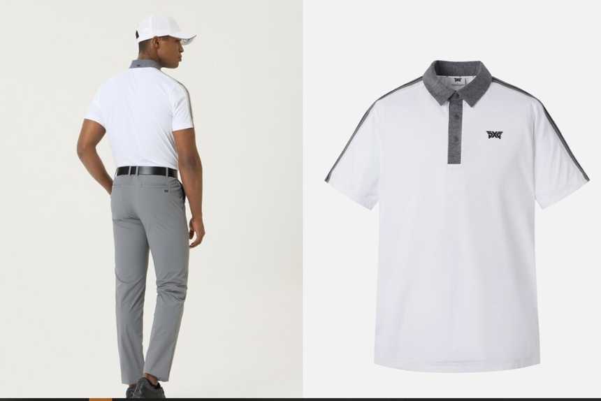 PXG 남성 여름 니트 포인트 카라 숏 슬리브 티셔츠(2color)