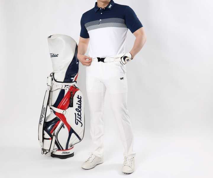 PXG 남성 넥 로고 빗살 스판 카라반팔(2color)