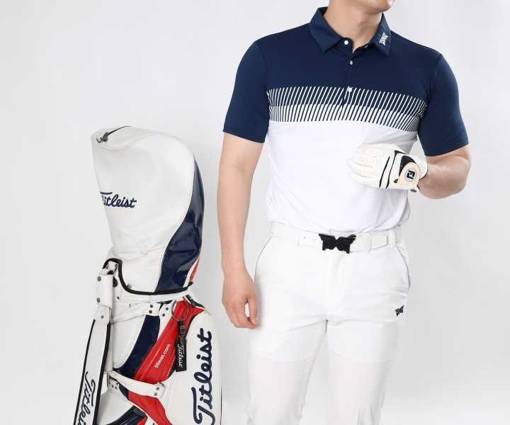 PXG 남성 넥 로고 빗살 스판 카라반팔(2color)