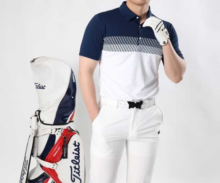 PXG 남성 넥 로고 빗살 스판 카라반팔(2color)