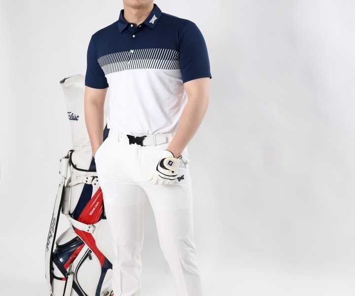 PXG 남성 넥 로고 빗살 스판 카라반팔(2color)