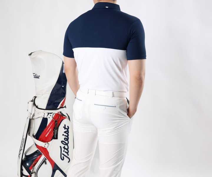 PXG 남성 넥 로고 빗살 스판 카라반팔(2color)