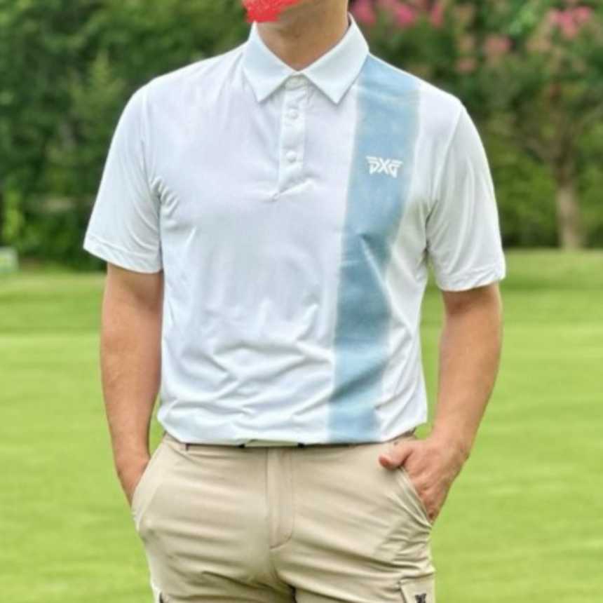 PXG 남성 컬러블럭 원포인트 카라 반팔 티셔츠