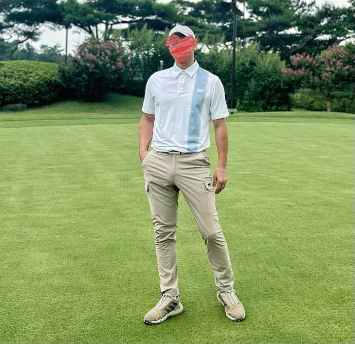 PXG 남성 컬러블럭 원포인트 카라 반팔 티셔츠