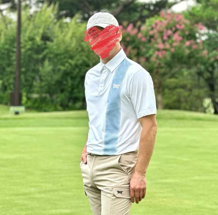 PXG 남성 컬러블럭 원포인트 카라 반팔 티셔츠