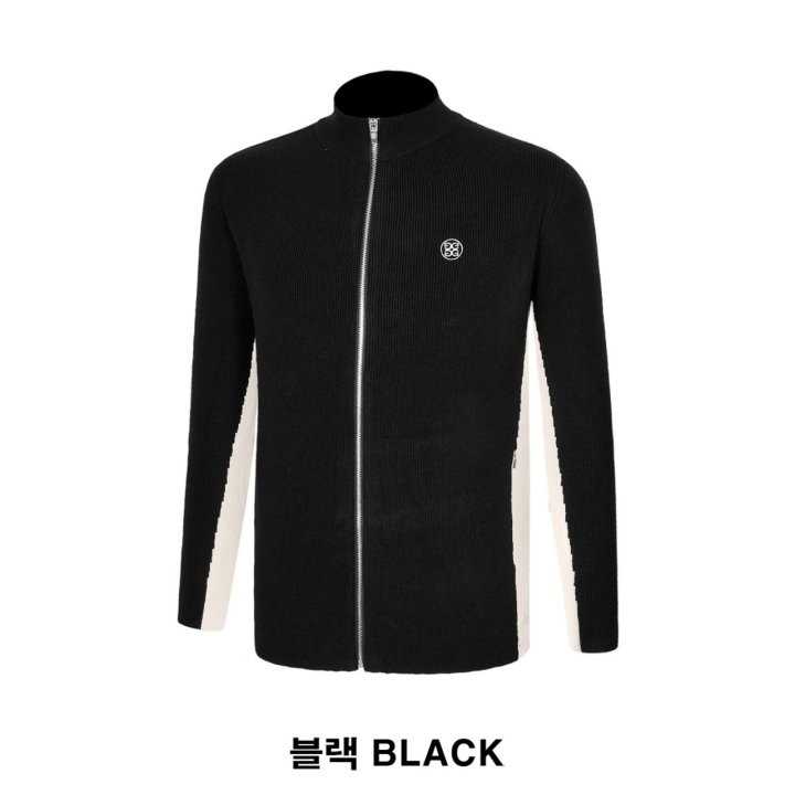 지포어 자수 로고 모크넥 니트 풀집업(3color)