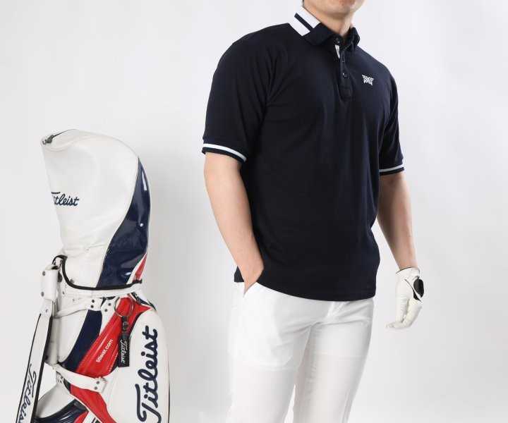 PXG 남성 카라 사각배색 면 카라반팔(3color)