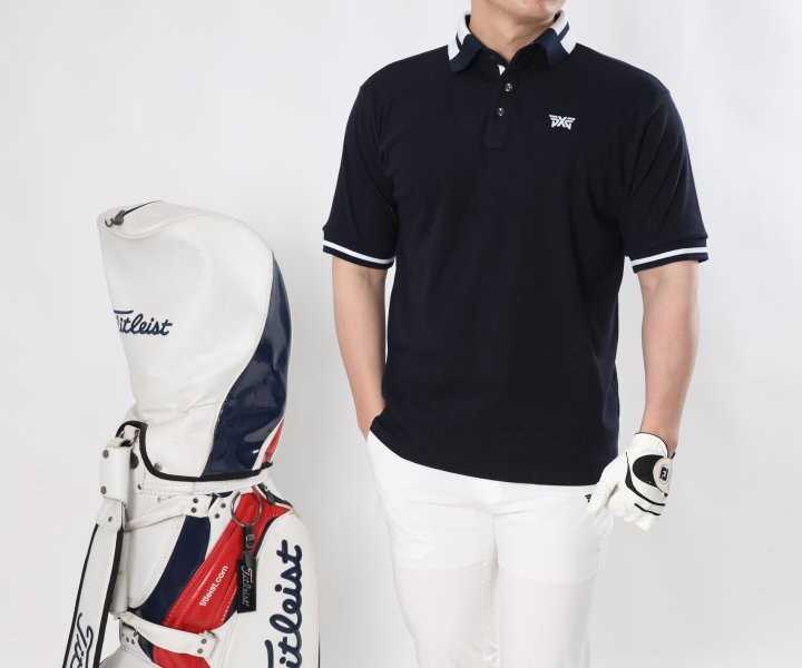 PXG 남성 카라 사각배색 면 카라반팔(3color)