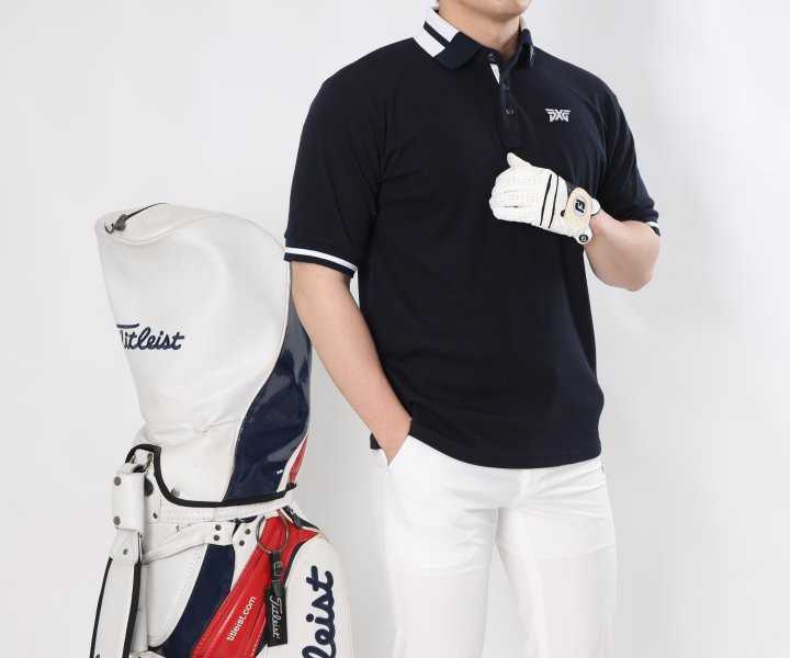 PXG 남성 카라 사각배색 면 카라반팔(3color)