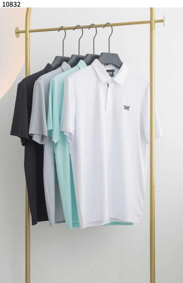 PXG 남성 여름 패턴 포인트 카라 숏 슬리브 티셔츠(4color)