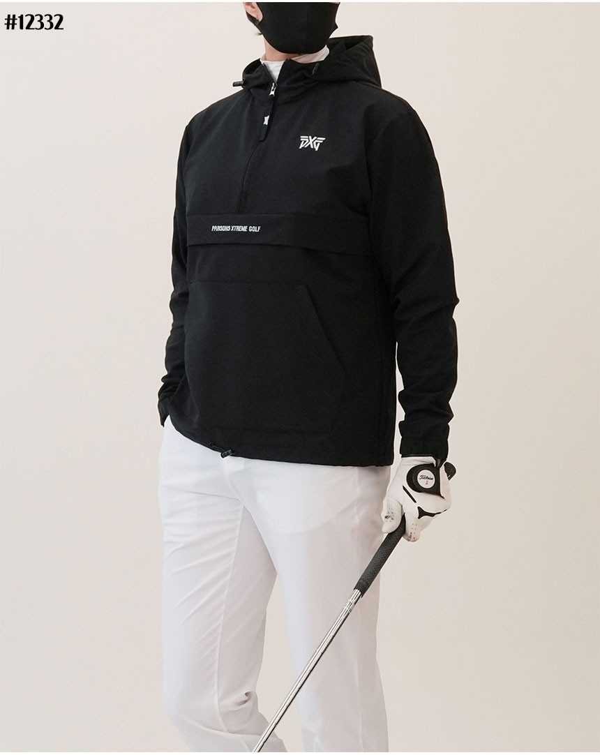 PXG 남성 베이직 자수로고 기모 후드 아노락 자켓