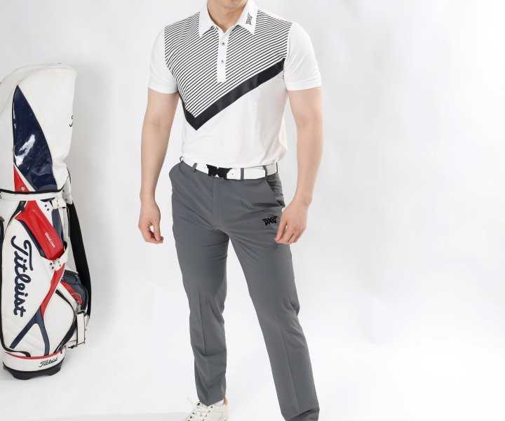 PXG 남성 멀티브이배색 목 로고 반팔(2color)