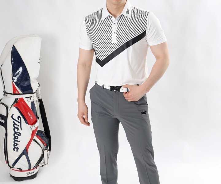 PXG 남성 멀티브이배색 목 로고 반팔(2color)