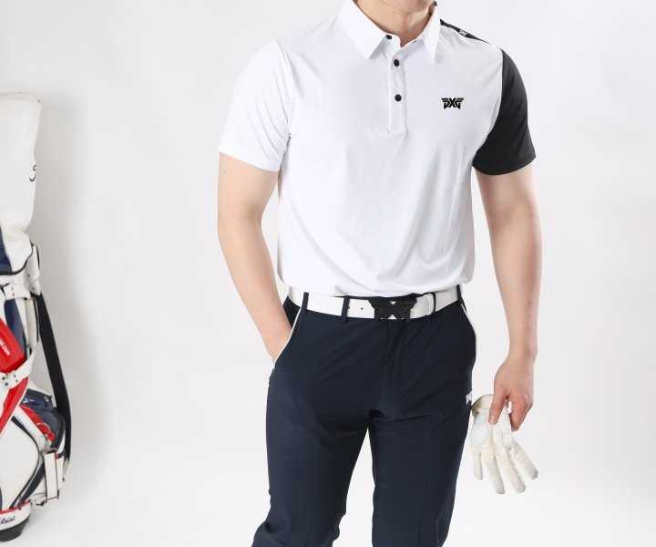 PXG 남성 싱글팔배색 반팔카라(2color)