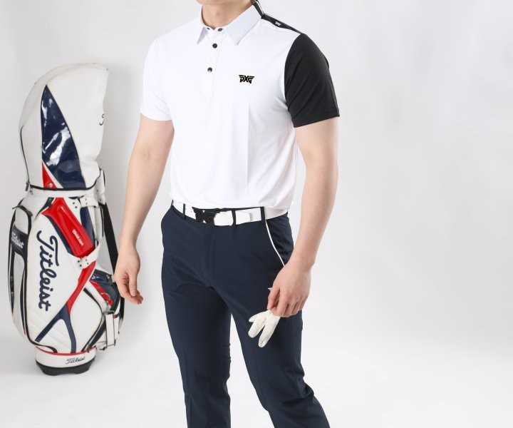 PXG 남성 싱글팔배색 반팔카라(2color)