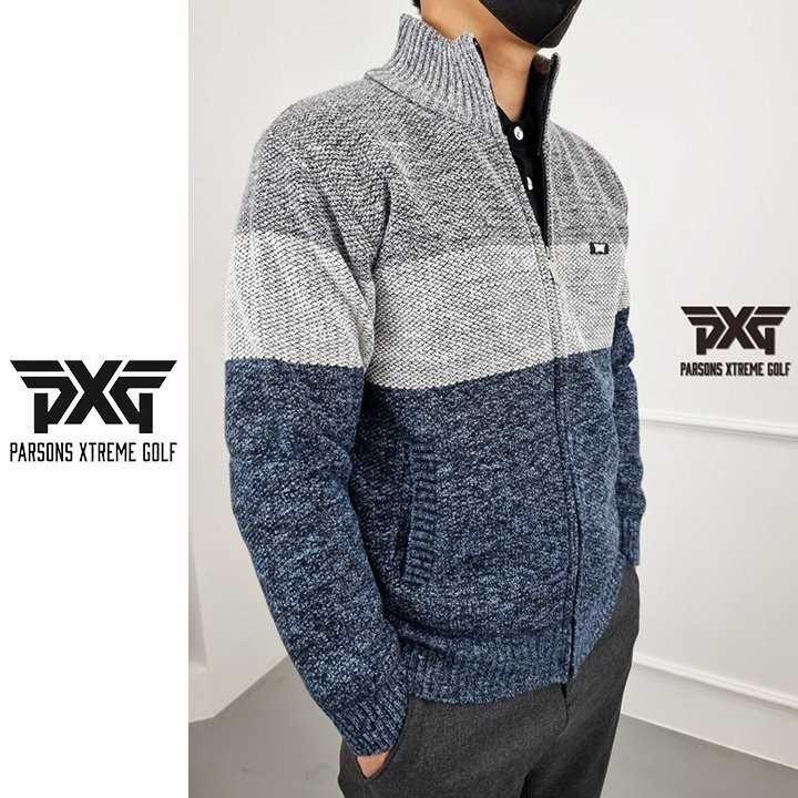 PXG 남성 배색 니트 집업(2color)