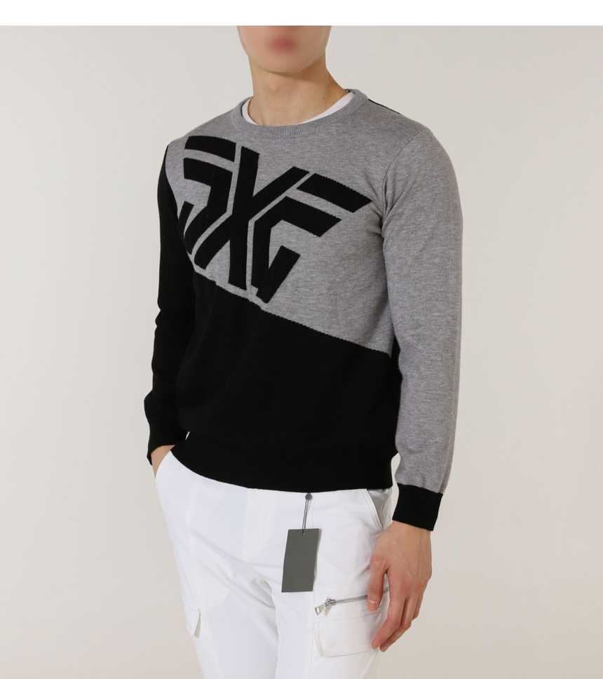 PXG 수입 맨즈 빅로고 라운드넥 스웨터(2color)