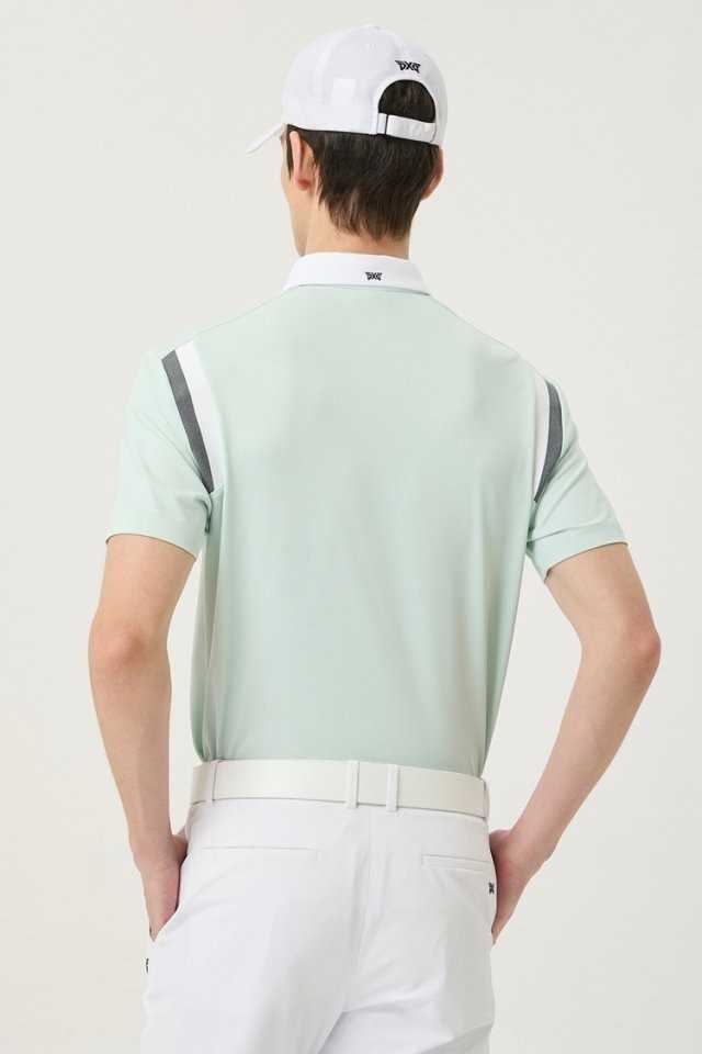 PXG 남성 여름 컬러 블록 카라 숏 슬리브 티셔츠(3color)