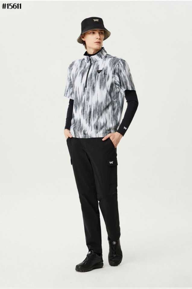 PXG 남성 썸머 숏 슬리브 하프 집업 아노락 자켓