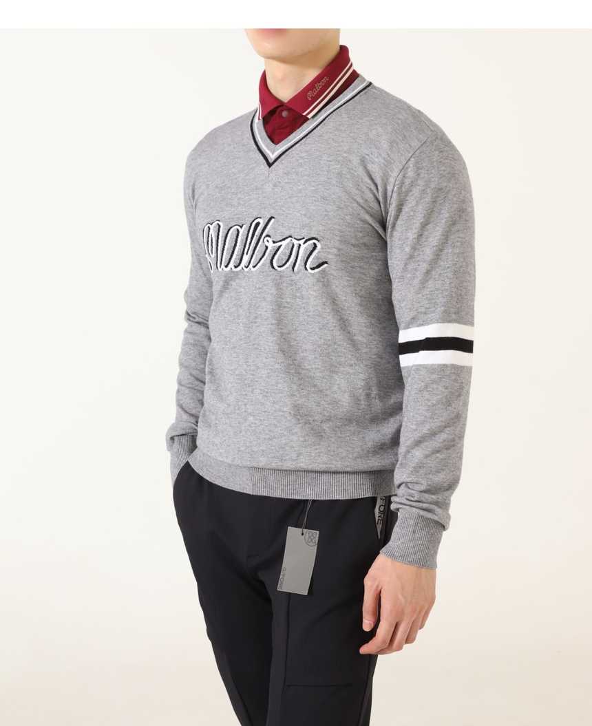 말본 수입 남성 라운드 넥 로고 니트(2color)