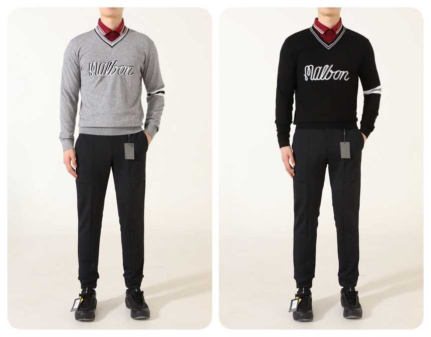 말본 수입 남성 라운드 넥 로고 니트(2color)