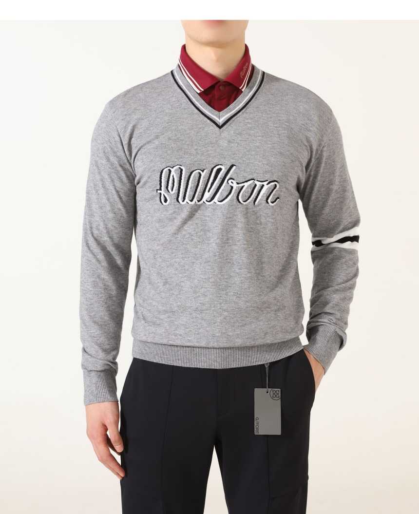 말본 수입 남성 라운드 넥 로고 니트(2color)