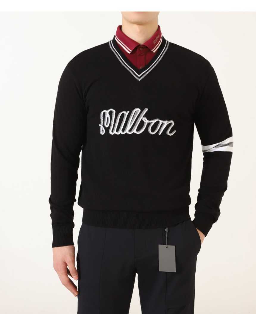 말본 수입 남성 라운드 넥 로고 니트(2color)