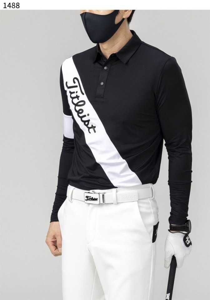타이틀리스트 남성 수입고급 사선빅로고 라인 카라티셔츠(2color)
