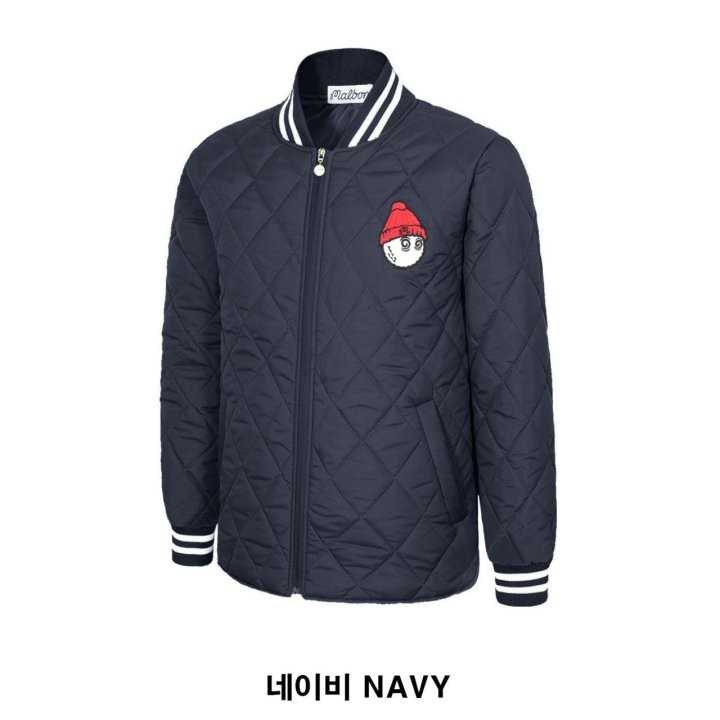 말본 버킷 패치 블루종 누빔 패딩 자켓(3color)