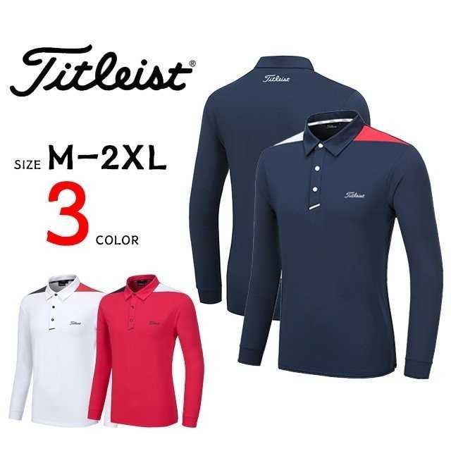 타이틀리스트 남성 어깨 배색 긴팔 카라티(3color)