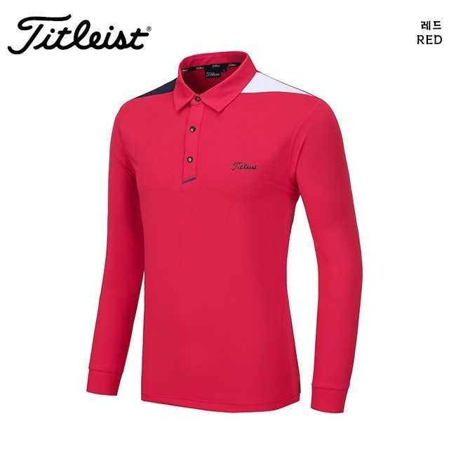 타이틀리스트 남성 어깨 배색 긴팔 카라티(3color)
