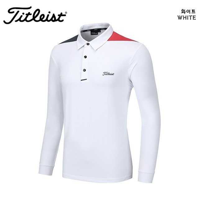타이틀리스트 남성 어깨 배색 긴팔 카라티(3color)