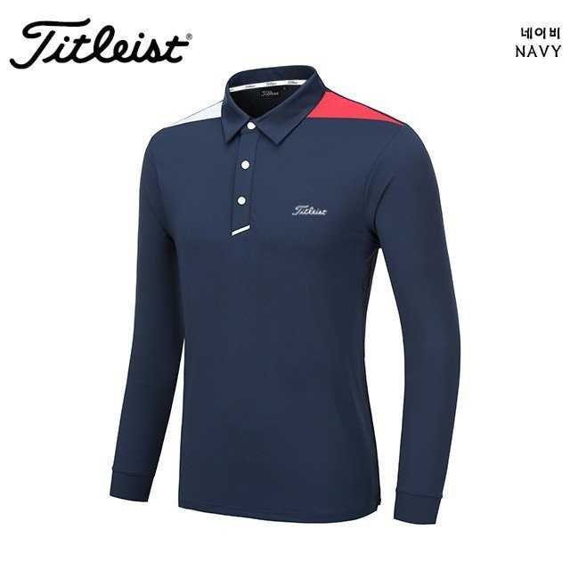 타이틀리스트 남성 어깨 배색 긴팔 카라티(3color)
