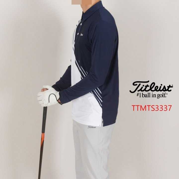 타이틀리스트 남자 TTMTS3337 사선크랙 긴팔 카라티(2color)