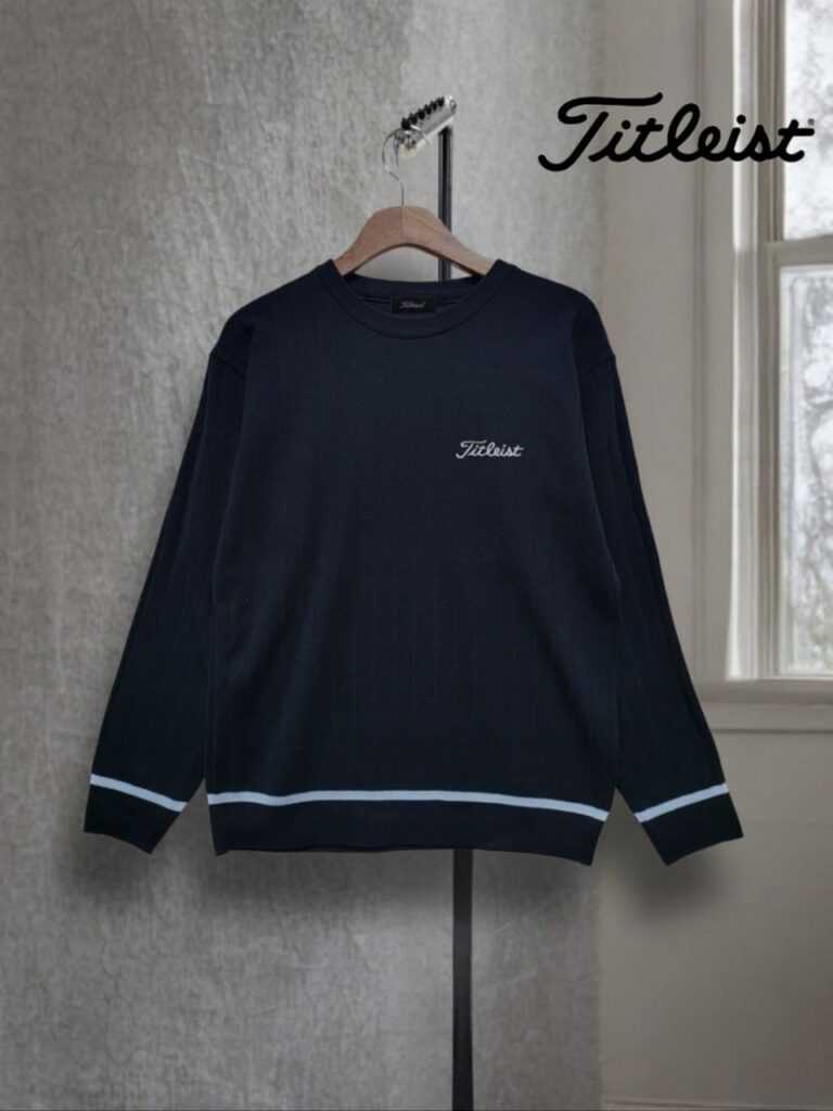 타이틀리스트 남성 세로줄 가슴자수 니트(3color)